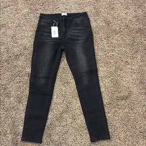 White Birch-Black High-Waisted Skinny Jeans